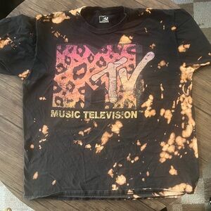 MTV Vintage Style Black and Orange Tie-Dye T-Shirt